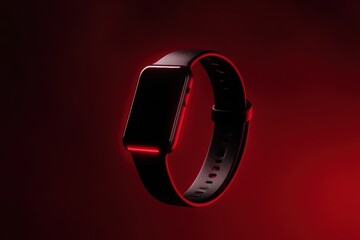Aufkleber - Minimalist Precision Health Tracker Sleek Dark Red Smartwatch Illuminating Next-Gen Wellness Technology with Cutting-Edge Design for Performance-Driven Lifestyles