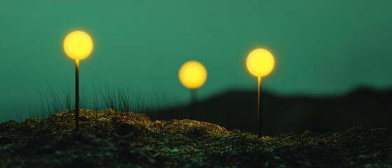 Leinwandbilder - eco-minimalist green tech glowing sustainable spheres illuminating verdant landscape - innovative cl