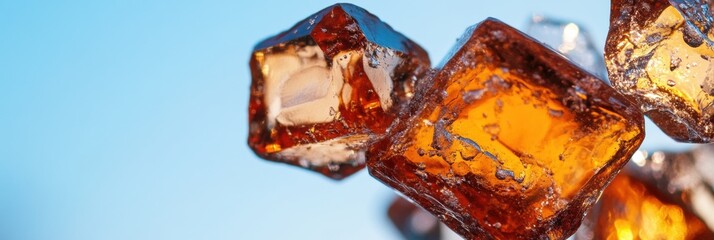 Poster - Crystalline Amber Luxury Macro Mineral Exploring Geological Artistry for Premium Design, Digital Content, and Scientific Visualization