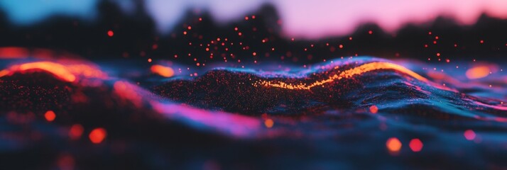 Fototapete - Luminescent Digital Waves Immersive Cyberpunk Aesthetic for Sensory Branding - Next-Gen Visual Experience in Tech Innovation