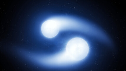 Wall Mural - two dead stars merge into one. cosmic dance of white dwarfs. close binary star system.