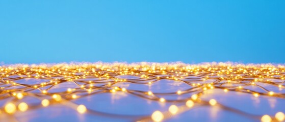 Aufkleber - Luminous Network Visualization Golden Connectivity Nodes Illuminating Digital Transformation in AI-Driven Business Intelligence Landscapes