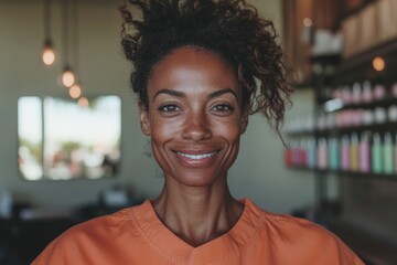 Poster - Empowered Wellness Professional Authentic Beauty Industry Portrait Showcasing Inclusive Modern Workplace Diversity and Confident Female Leadership