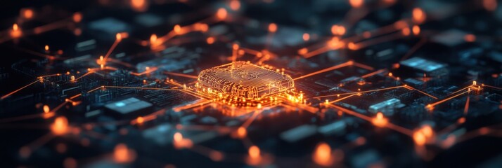 Leinwandbilder - Quantum Neural Network Visualization Luminescent AI Circuitry Mapping Computational Intelligence with Cutting-Edge Digital Transformation Aesthetics
