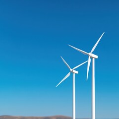 Poster - Minimalist Clean Energy Visualization High-Performance Wind Turbine Landscape Showcasing Sustainable Tech Innovation for Climate Resilience and Green Economic Transformation