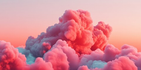 Fototapete - Dreamscape Horizons Ethereal Cloud Formations in Coral and Salmon Gradients - Immersive Digital Design Inspiration for Creative Platforms and Minimalist Aesthetic Storytelling