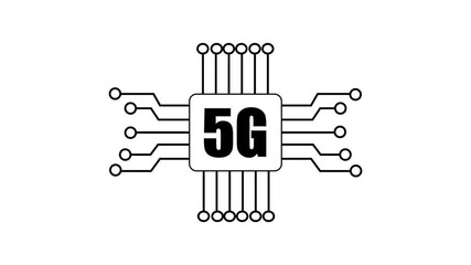 Poster - 5g network symbol showing technological innovation and fast data transfer. Conceptual 5g network symbol animation of technological innovation and high speed data transfer.