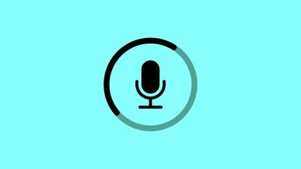Poster - Microphone icon voice recording audio podcast technology concept with circle progress meter animation. Circular meter animation showing audio input for podcast and voice tech.
