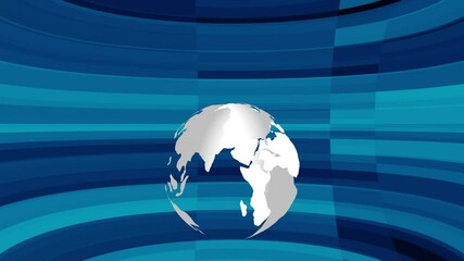 Poster - Global news animation with Earth globe in blue futuristic setting.Global news background with Earth globe animation in blue futuristic environment.