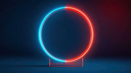 Poster - Radiant neon light illuminating a decision wheel that spins with dynamic choices in a captivating setting