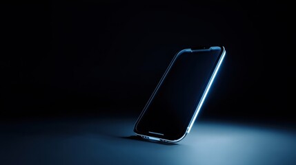Poster - Modern cell phone glowing with pulse light representing advanced technology and digital connectivity in a sleek design