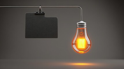 Poster - Light bulb emitting success light with a tag signifying ideas and innovations in a creative and inspirational setting