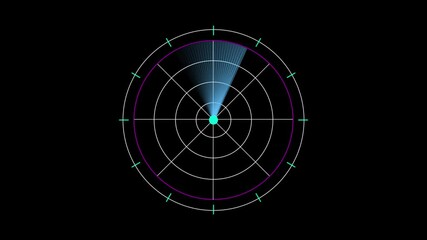Fototapete - Radar screen animation with circular grid scan and glowing sweep effect.Futuristic radar screen animation featuring circular grid scan and glowing sweep.