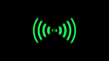 Aufkleber - radio wave signal emanating from center on black background animation.green radio waves emanating fr