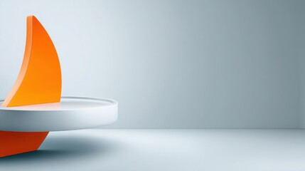 Poster - Floating boat model positioned on a table with a clean surface creating a sense of serenity and stylish home decor
