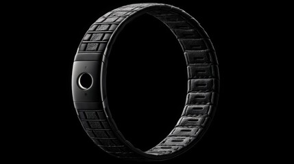 Poster - Elegant black bracelet with glowing credit orbiting around a stylized card icon in a modern design