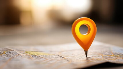 Poster - Detailed map featuring a bright pin indicating a specific location surrounded by open space and navigation elements