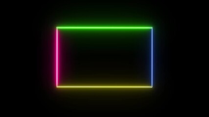 Fototapete - Dynamic Neon Square Loop Animation With Vibrant Colors On Black Background