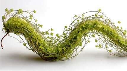 Poster - Mossy green vine growing in an upward curve, representing nature's resilience and organic growth in a natural setting