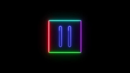 Poster - Animated Pause Icon With Neon Glowing Rectangle In Red Green And Blue