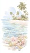 © EUNHYE - Beautiful coral reef along shoreline in watercolor style. 바닷가의 산호초를 아름답게 표현한 수채화 스타일의 일러스트입니다.