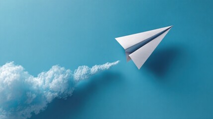 Poster - Paper airplane flying toward success sign representing ambition and determination in a goal-oriented journey