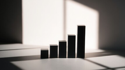 Poster - Intriguing shadow of bar graph formed by spotlight on wall representing data visualization and business growth