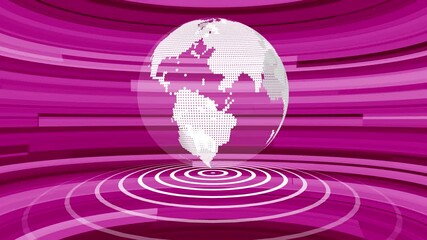 Poster - Dotted Earth Globe Animation On A Modern Magenta Background With Ripple Effects