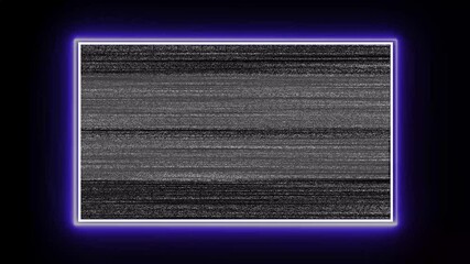 Poster - Static Noise Texture Background With Blue Neon Frame For Technology Or Futuristic Design Projects