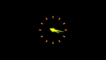 Poster - Animated Clock With Yellow Hands On A Black Background Shows Passing Time