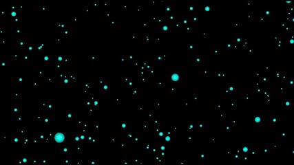 Poster - Floating Cyan Spheres Animation On Black Background Perfect For Abstract And Technology Visuals