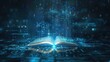 © Gerbang - Modern futuristic open blue book for education with digital futuristic elements graphic.Generated AI