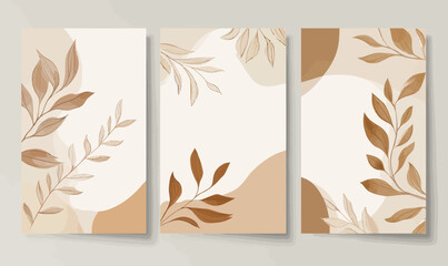Poster - Elegant Wedding Invitation Template with Brown Botanical Design Elements