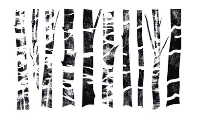 Poster - Minimalist Birch Tree Trunks Black and White Vector Art for Nature and Design Projects
