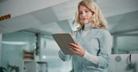 Aufkleber - Professional, office and business woman on tablet for research, kpi report and website search. Company consultant, corporate worker and person on digital tech for proposal, seo project and review