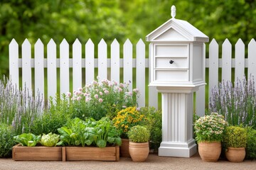 a compost bin beside an organic vegetable patch