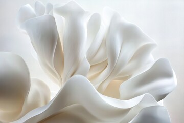 Poster - Soft white fabric folds create an elegant and textured composition in a bright setting