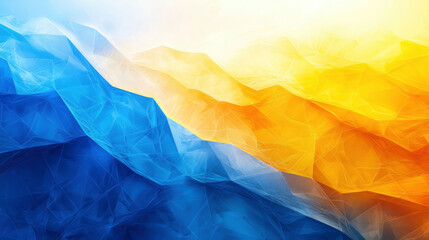 Poster - Colors of summer shine through with an abstract design featuring harmonious blends of blue and yellow in fluid wave-like formations, reflecting warmth and vibrancy of the season