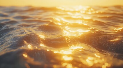 Wall Mural - golden sunlight glistens on gentle ocean waves at sunset. perfect for a peaceful, warm, or vacation-