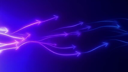 Poster - Capture the fluid energy of abstract blue and purple neon arrows as they flow and pulsate across the frame, creating a mesmerizing and visually stunning motion graphic.
