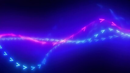 Poster - Witness the dynamic motion of abstract neon arrows, their blue and purple hues pulsating and flowing seamlessly across the screen, leaving trails of light in their wake.
