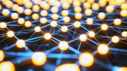 Wall Mural - futuristic network connection with glowing nodes and dynamic data flow visualization