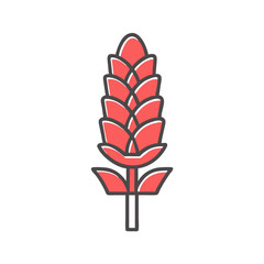 Poster - Stylized Illustration of a Red Flower or Plant with Overlapping Petals and a Single Stem