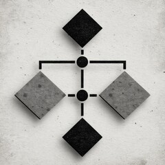 Fototapete - Geometric Harmony: A Minimalist Composition of Diamonds and Circles on Textured Paper