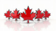 © Muhammad - Five vibrant red Canadian maple leaf icons symbolize unity national pride and Canadian identity against a clean white background with subtle reflections