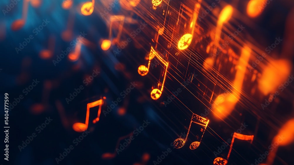 Music Notes Transformation Music notes transforming into waveforms create a dynamic visual ...