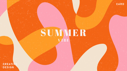 Fototapete - Summer bright illustrations set for poster, card, cover, label, banner in modern minimalist style with overlay effect. Modern and simple summer design templates. Vector stock graphic