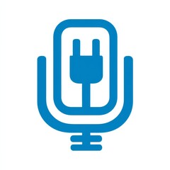 Aufkleber - Electrical Podcast: An Icon Combining a Microphone and a Plug, symbolizing Connectivity and Energy 