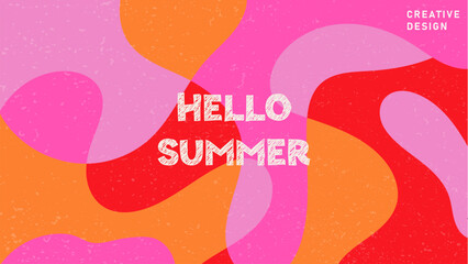 Fototapete - Summer bright illustrations set for poster, card, cover, label, banner in modern minimalist style with overlay effect. Modern and simple summer design templates. Vector stock graphic
