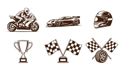 Poster - Vibrant motorsport art with finish line featuring racing speed cars and checkered flag design

